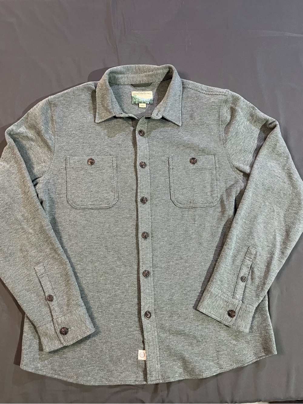Marine Layer Pacifica Stretch Twill Overshirt, Green, Sz L